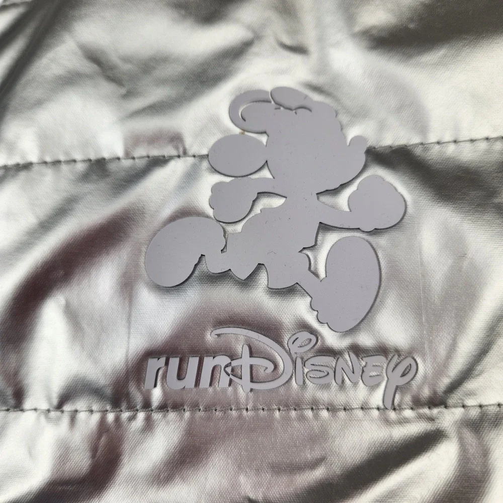 Disney runDisney Silver Metallic Puffer Jacket Mickey Mouse Mens XXL New